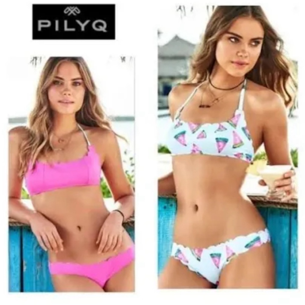 PilyQ Reversible pink and white bikini